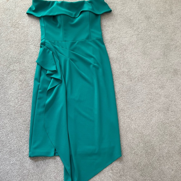 Betsy and Adam off the shoulder new with tags green size 14 dress - Picture 4 of 10